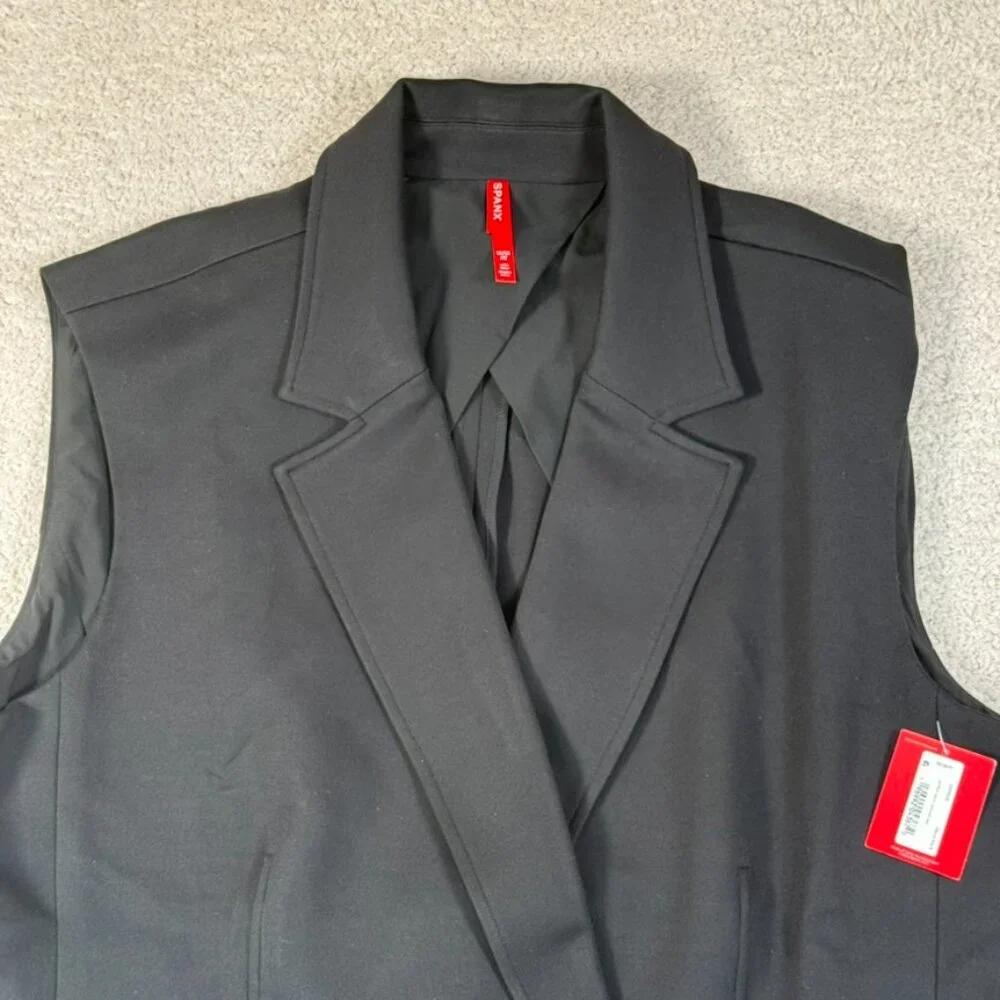 Spanx Womens Perfect Asymmetric Tailored Vest Ponte Knit Black Size 1X Work NWT - Picture 3 of 12